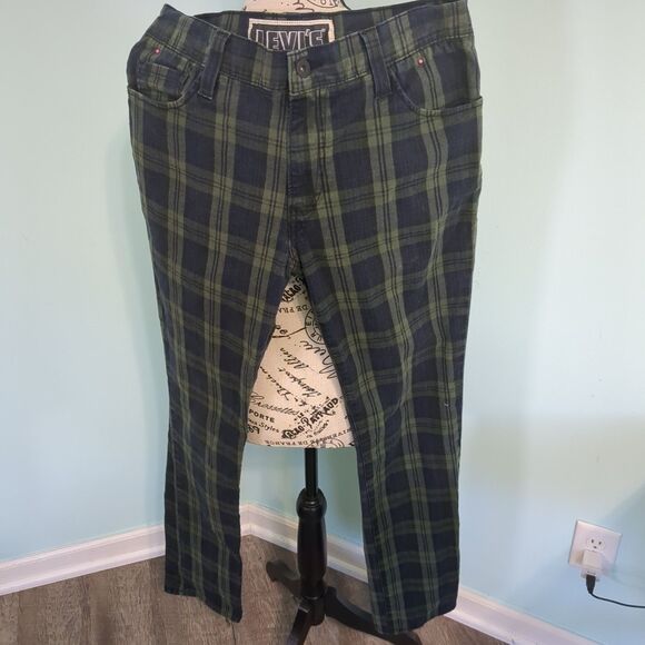 Levi's Premium 510 Men's Skinny Fit Flex Pants Deathcap Plaid Denim Jeans 33x32 - Picture 1 of 5